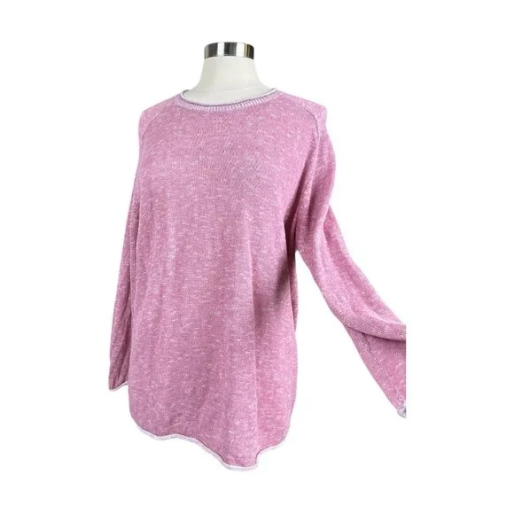 Eileen Fisher Sweater Women Medium M Organic Cotton & Linen Pink boho Lagenlook - Picture 12 of 14